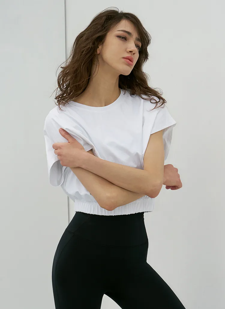 ゴムバンドヘムフレンチスリーブTシャツ(WHITE) | DEVIWEAR | 詳細画像1
