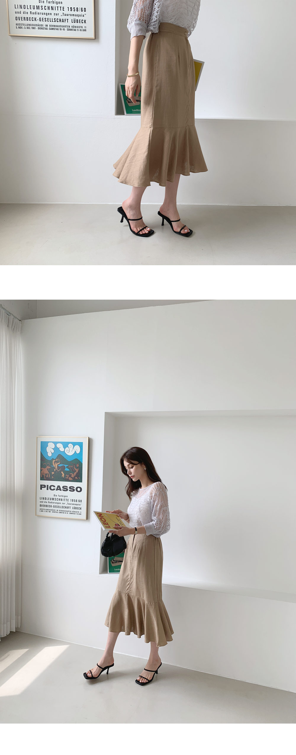 リネンマーメイドスカート リネンライクマーメイドスカート