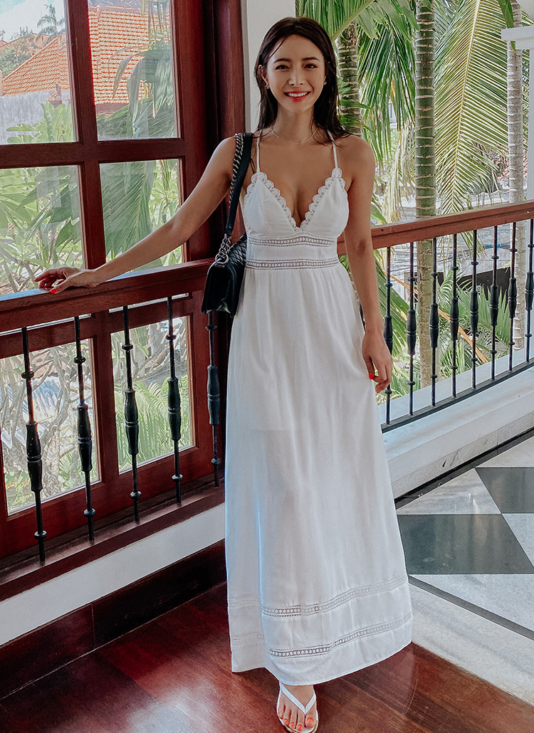 レースディテールキャミソールホワイトワンピースパターンバカンス春夏秋冬 ビーチウェア ビーチウェア Balibiki バリビキ ファッション総合通販 Dholic