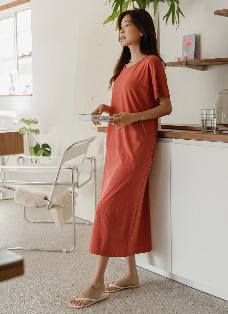 無地シンプルベーシック半袖ロング丈tシャツワンピース春夏 ワンピース ロングワンピース Justone ジャストワン ファッション総合通販 Dholic