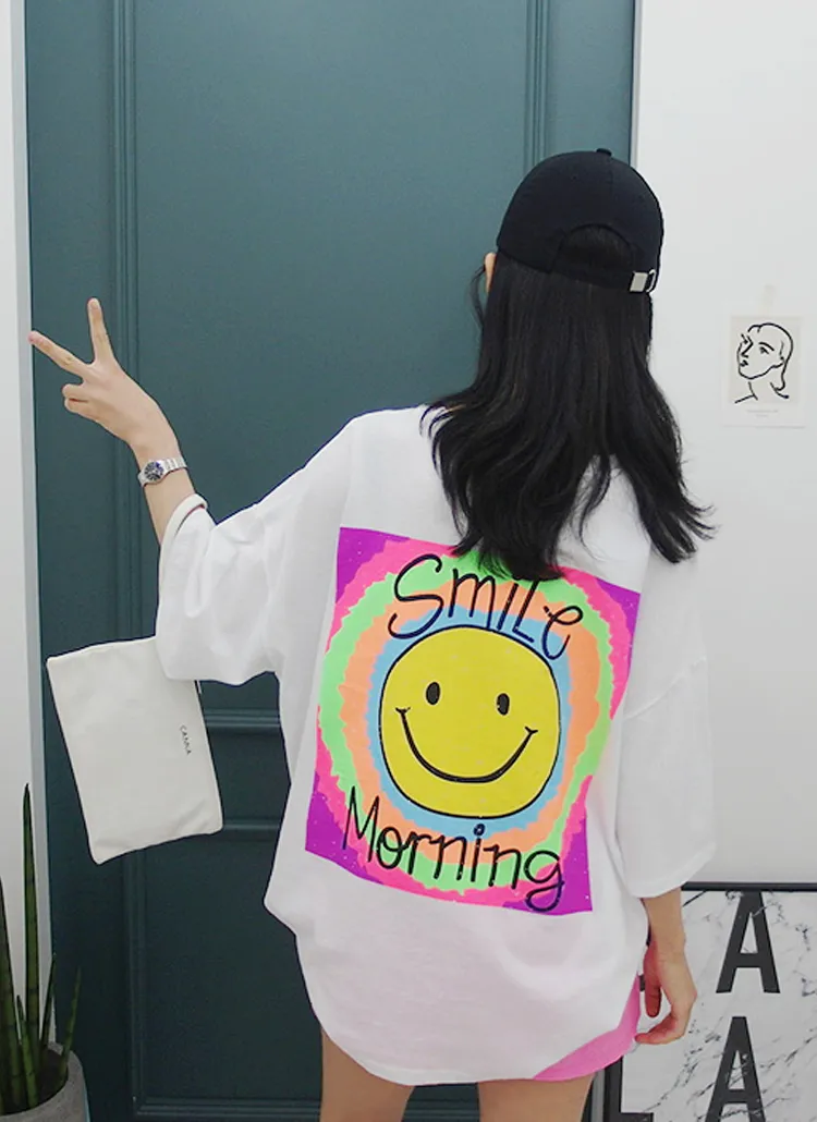 Smileスクエアプリント半袖Tシャツ | gaenso | 詳細画像1