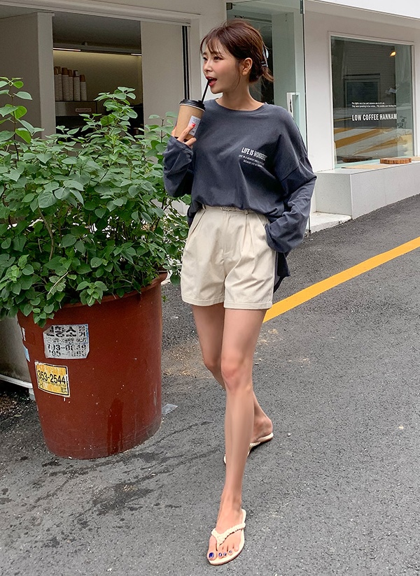 ベルト付タックショートパンツ | レディースファッション通販
