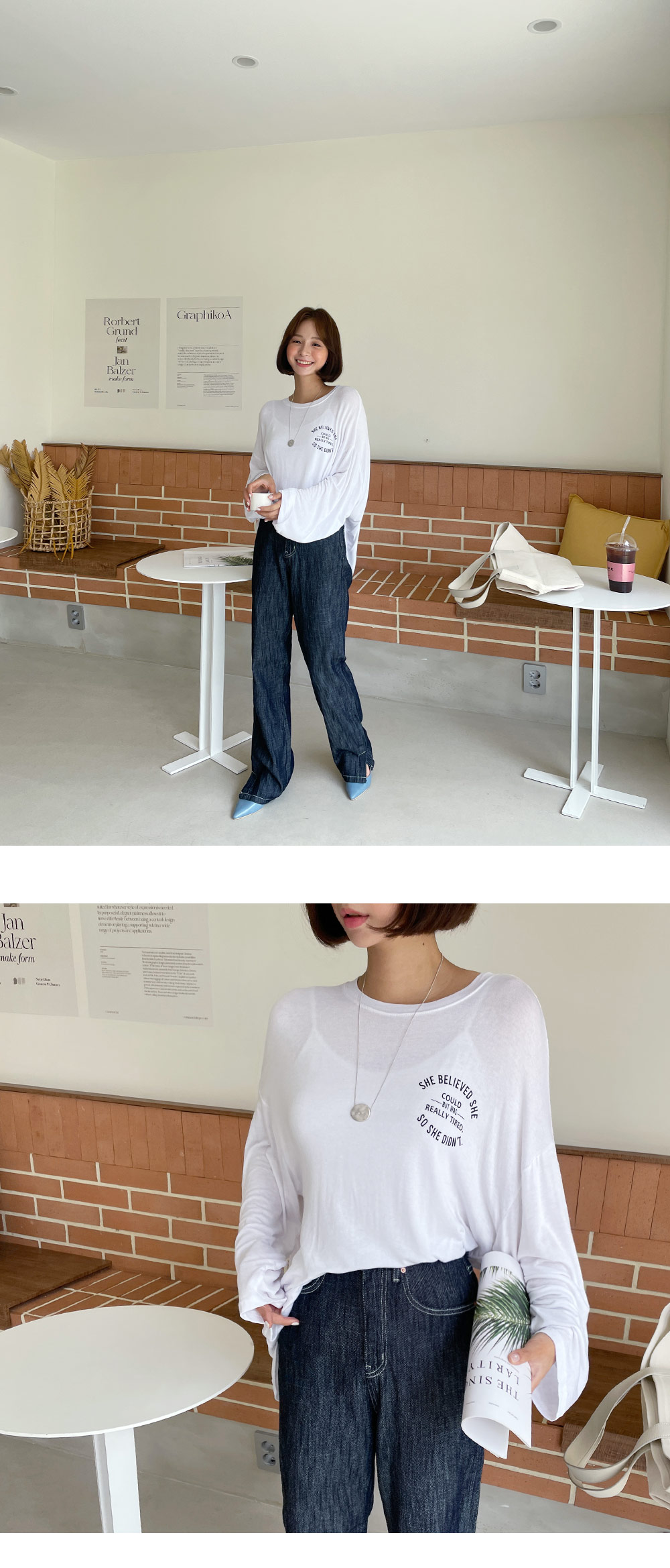 レタリングアンバランスTシャツ・全3色 | DHOLIC | 詳細画像3