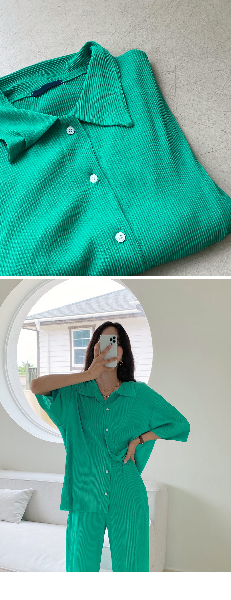 プリーツボタンシャツ&パンツSET・全3色 | DHOLIC | 詳細画像7