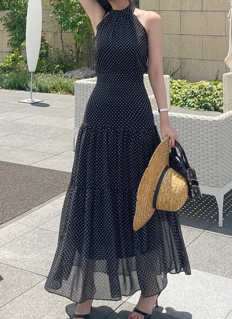 ドットホルターネックワンピース | レディースファッション通販 - DHOLIC 