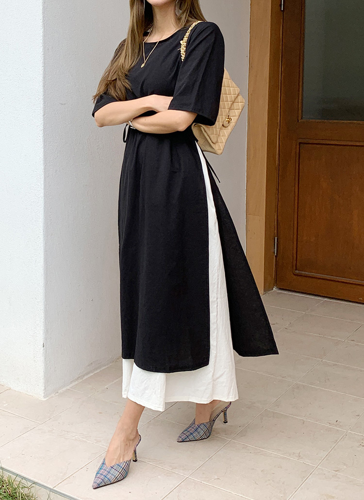 キャミソールドロストストリングスリーブレスレイヤード半袖ロングワンピース春夏秋冬 セット その他 Dholic Ladies ディホリックレディース ファッション総合通販 Dholic