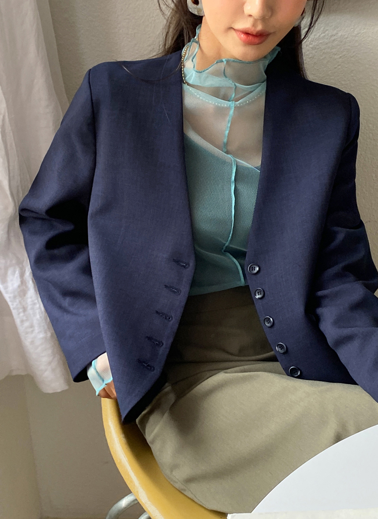 ボタン長袖ノーカラークロップドジャケット春秋冬 アウター ジャケット Dholic Ladies ディーホリックレディース ファッション総合通販 Dholic