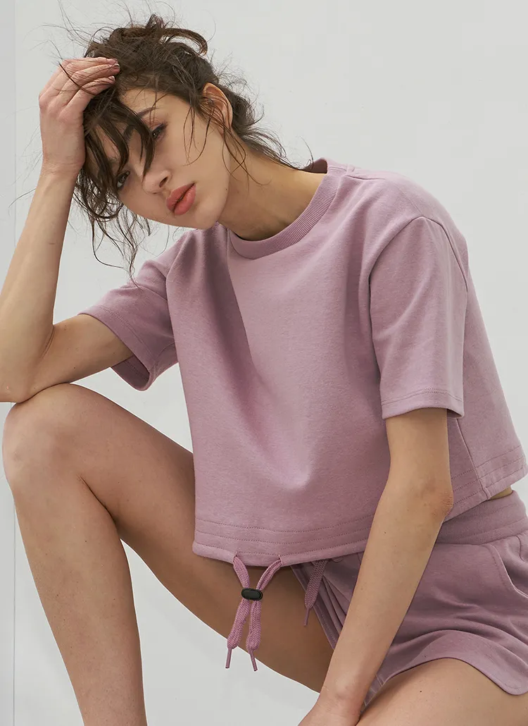 ウエストゴムクロップド半袖Tシャツ(PURPLE) | DEVIWEAR | 詳細画像1