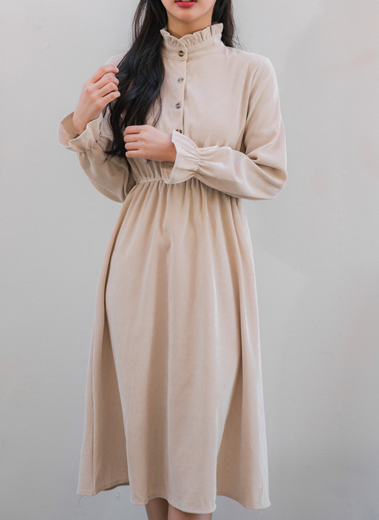 ウエストゴムフリルハイネックワンピース秋冬 ワンピース ロングワンピース Envylook エンビールック ファッション総合通販 Dholic