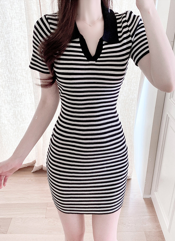 ストライプスリムミニワンピース春夏秋 ワンピース ミニワンピース Fiona フィオナ ファッション総合通販 Dholic