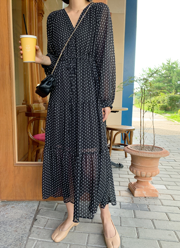Vネックシフォンロングワンピース P ワンピース ロングワンピース レディースファッション通販 Dholic ディーホリック