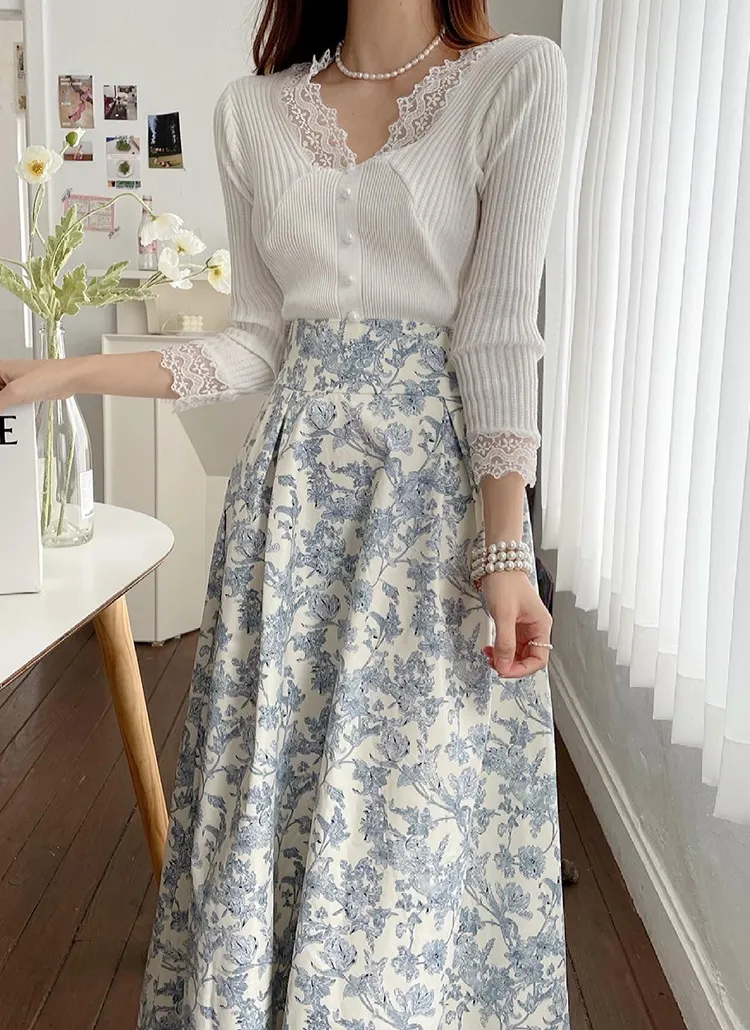 ハイウエスト花柄フレアスカート | レディースファッション通販 - DHOLIC 