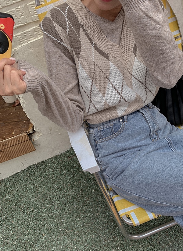 ビッグアーガイルニットベスト P レディースファッション通販 Dholic 公式