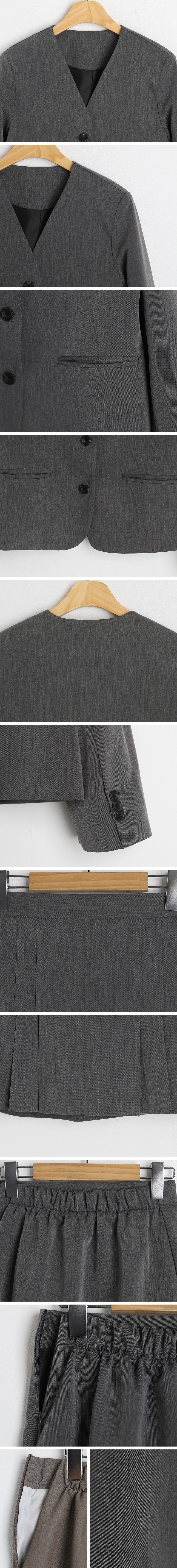 ノーカラーポケットジャケット&ツータックミニスカートSET・全2色 | 詳細画像12