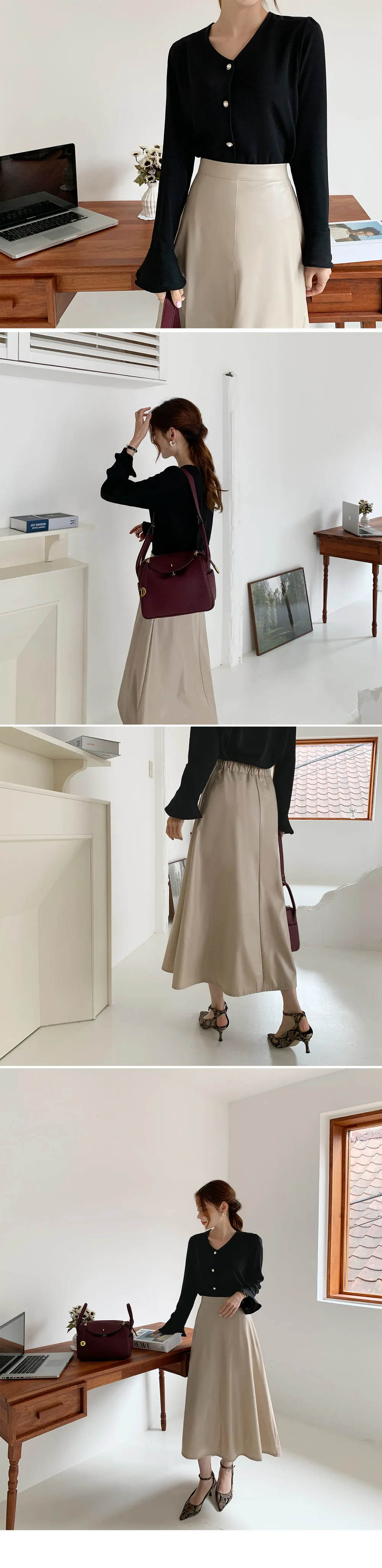 レザー調Aラインスカート・全3色 | DHOLIC PLUS | 詳細画像7