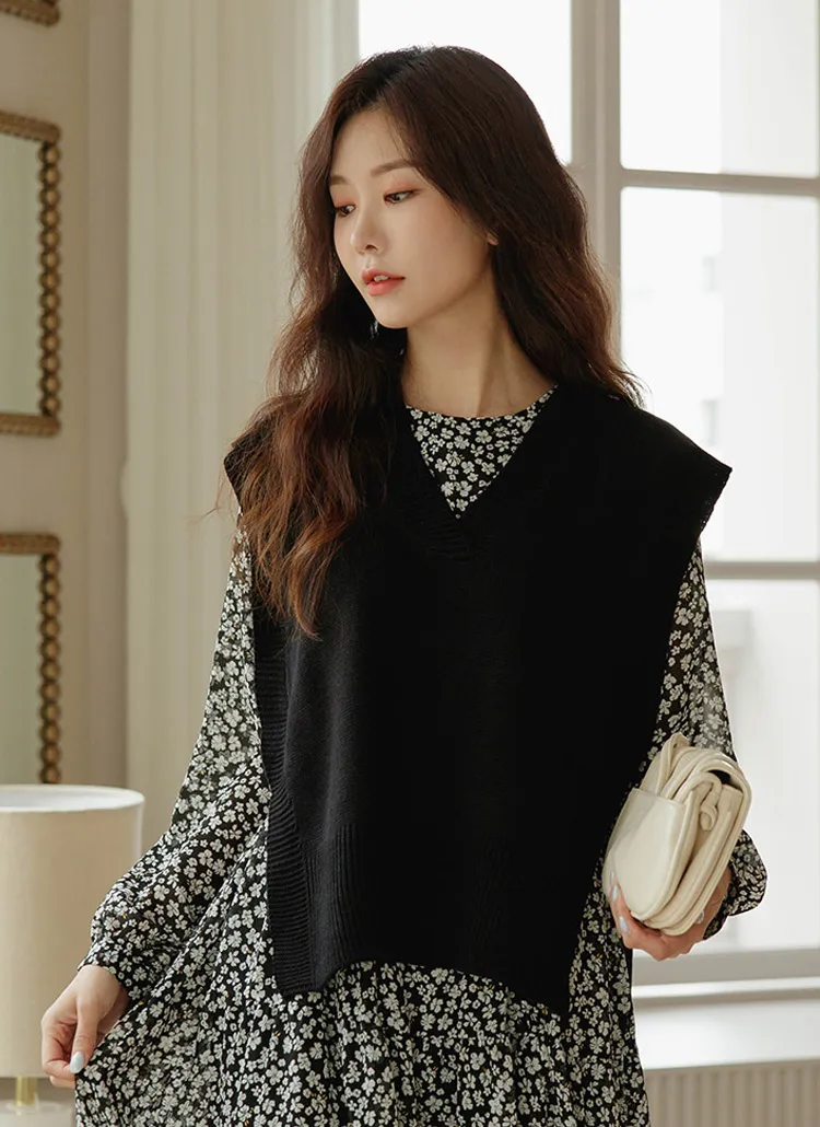 サイドスリットニットベスト | レディースファッション通販 - DHOLIC 