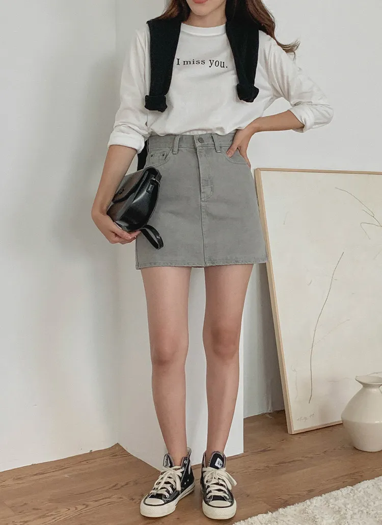 ブルーグレーミニデニムスカート | レディースファッション通販 - DHOLIC 