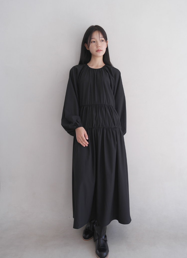 バルーンスリーブマキシギャザーティアードロングワンピース春秋冬 ワンピース ロングワンピース Aftermonday アフターマンデー ファッション総合通販 Dholic