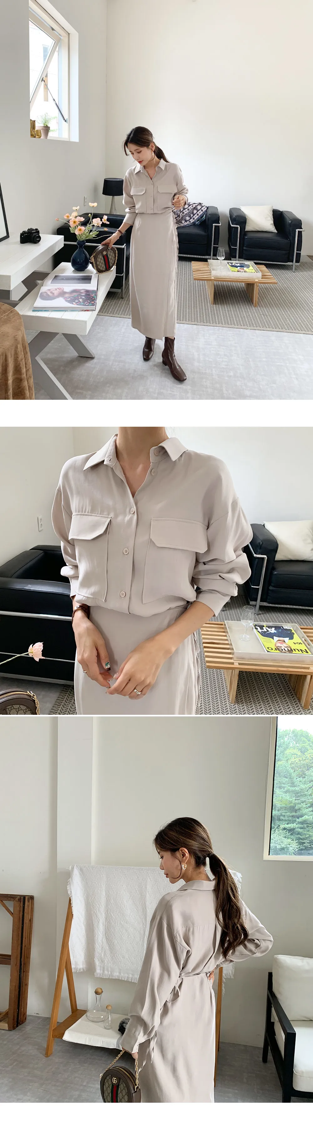 ソフトポケットフィットシャツ&ラップスカートSET・全2色 | DHOLIC | 詳細画像2