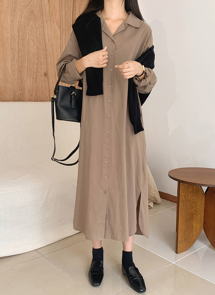 ストラップ付ロングシャツワンピース レディースファッション通販 Dholic