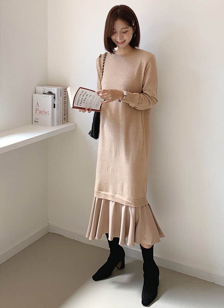 フレアヘムニットワンピース・全3色 | レディースファッション通販