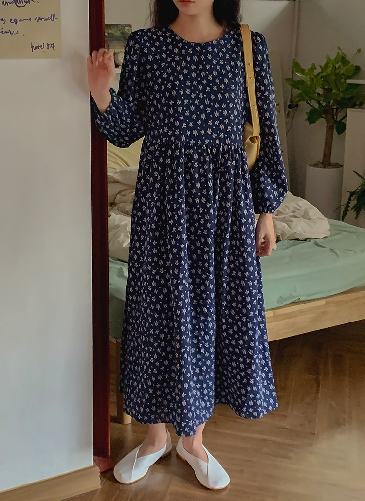 パターンフレアロングワンピース ネイビー 春夏秋冬 ワンピース ロングワンピース Giveu ギブユー ファッション総合通販 Dholic