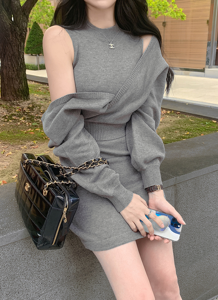 カシュクールニット&ワンピースSET | レディースファッション通販 - DHOLIC