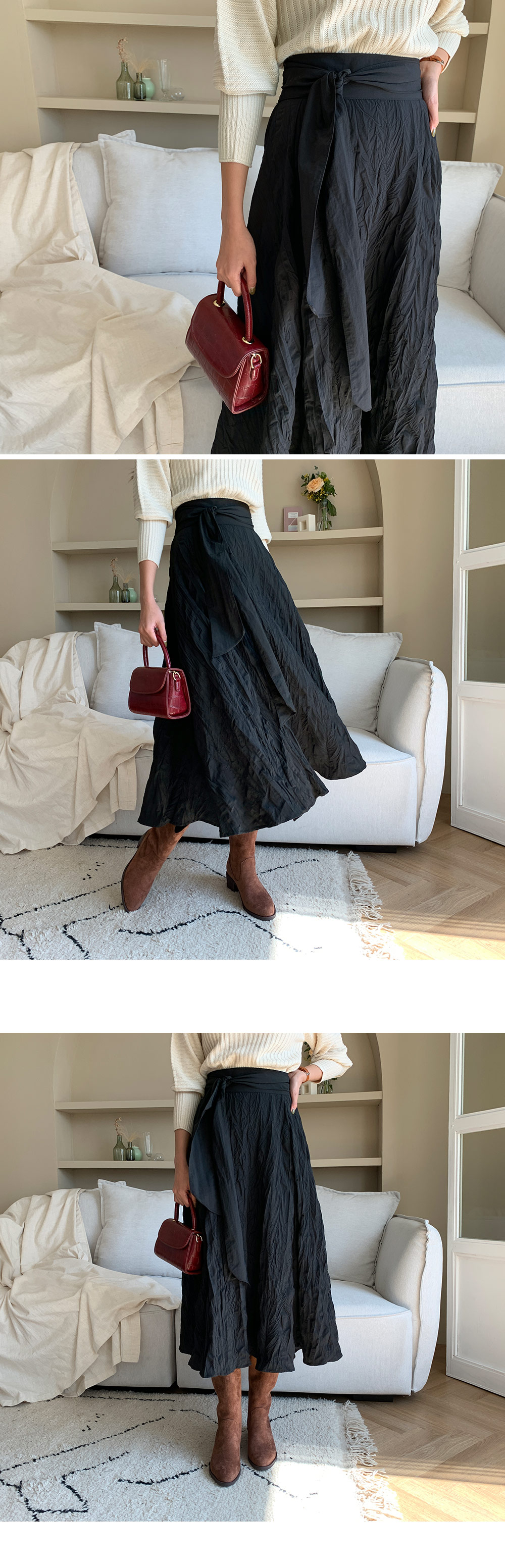 リンクルリボンAラインスカート・全2色 | DHOLIC PLUS | 詳細画像10