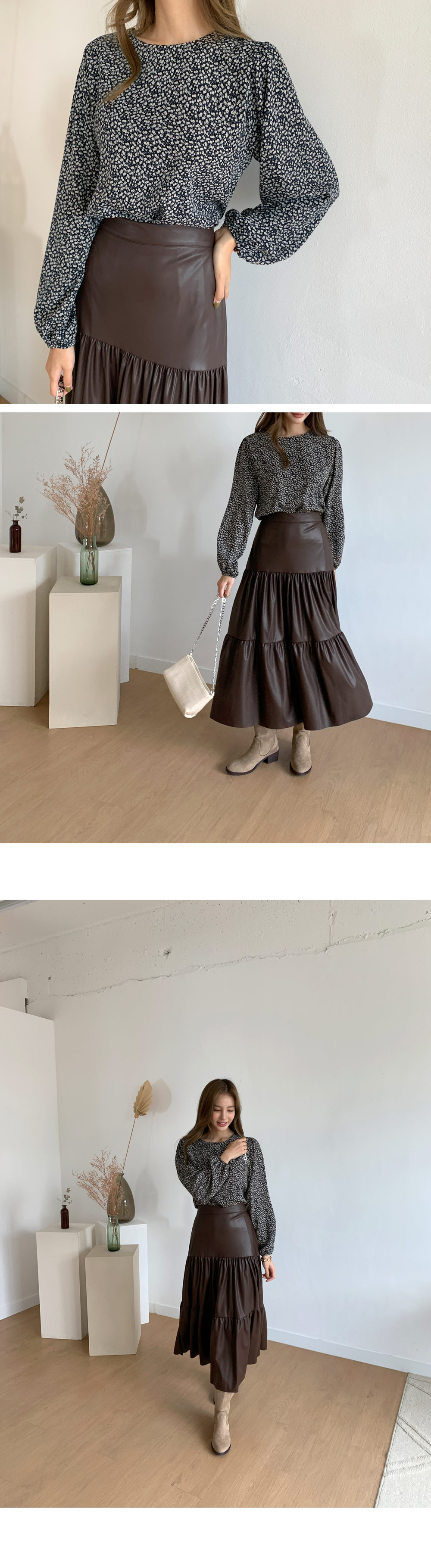 レザー調ティアードスカート・全2色 | DHOLIC PLUS | 詳細画像3