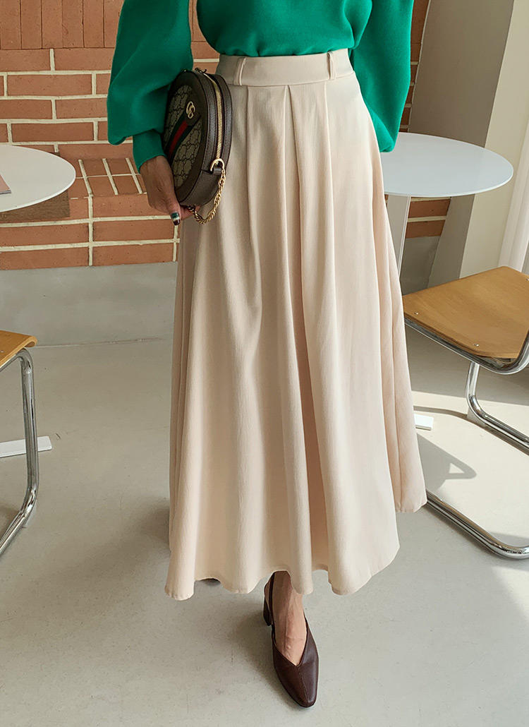 無地シンプルベーシックピンタックフレアロングバックゴムスカート春秋冬 スカート スカート Dholic Ladies ディーホリックレディース ファッション総合通販 Dholic