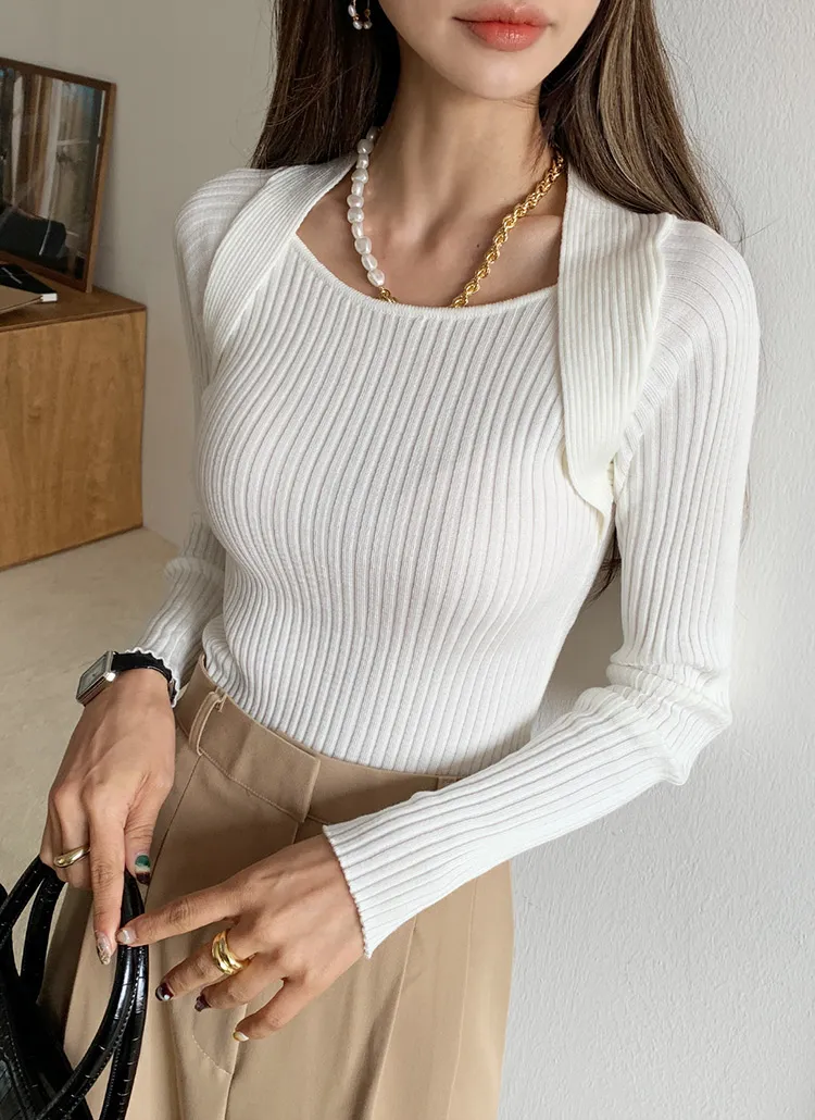 ボレロレイヤード風ニット・全2色 | レディースファッション通販 - DHOLIC 