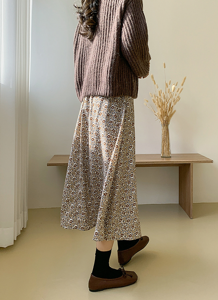 パターンバックゴム花柄aラインスカート春秋冬 スカート ロングスカート Envylook エンビールック ファッション総合通販 Dholic