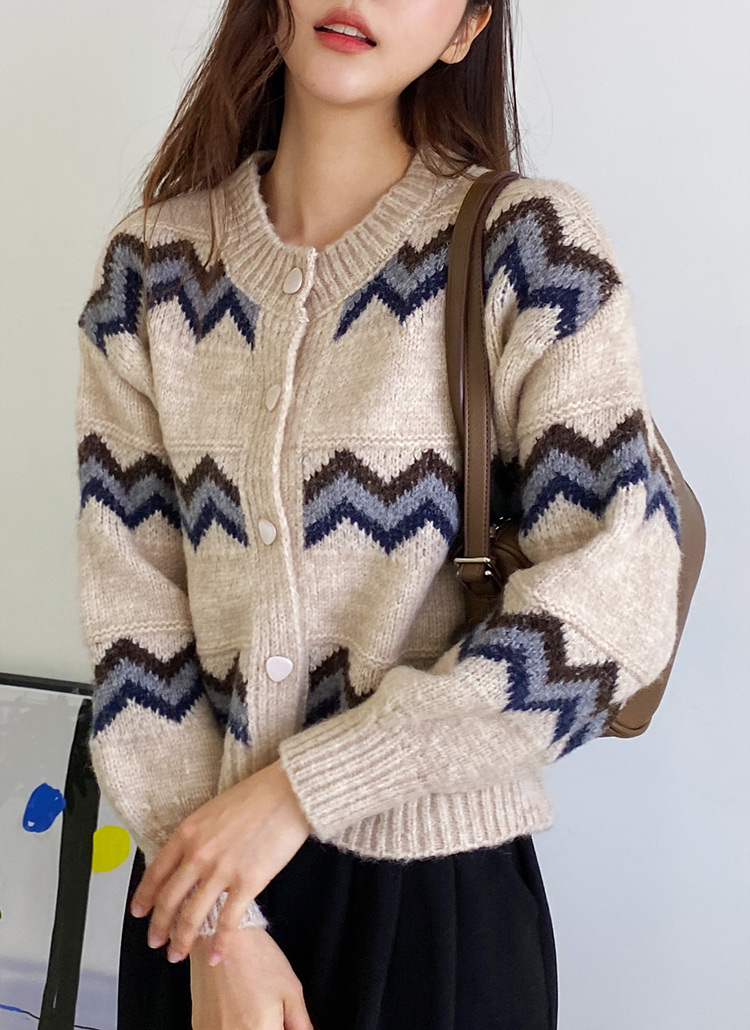 ジグザグパターンカーディガン・全2色 | レディースファッション通販