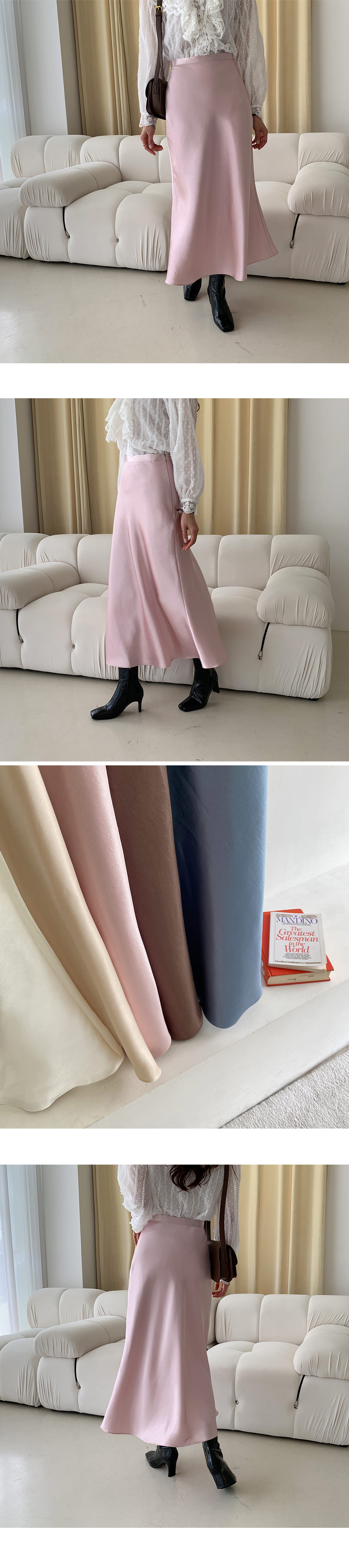 サテンAラインスカート・全6色 | DHOLIC | 詳細画像2