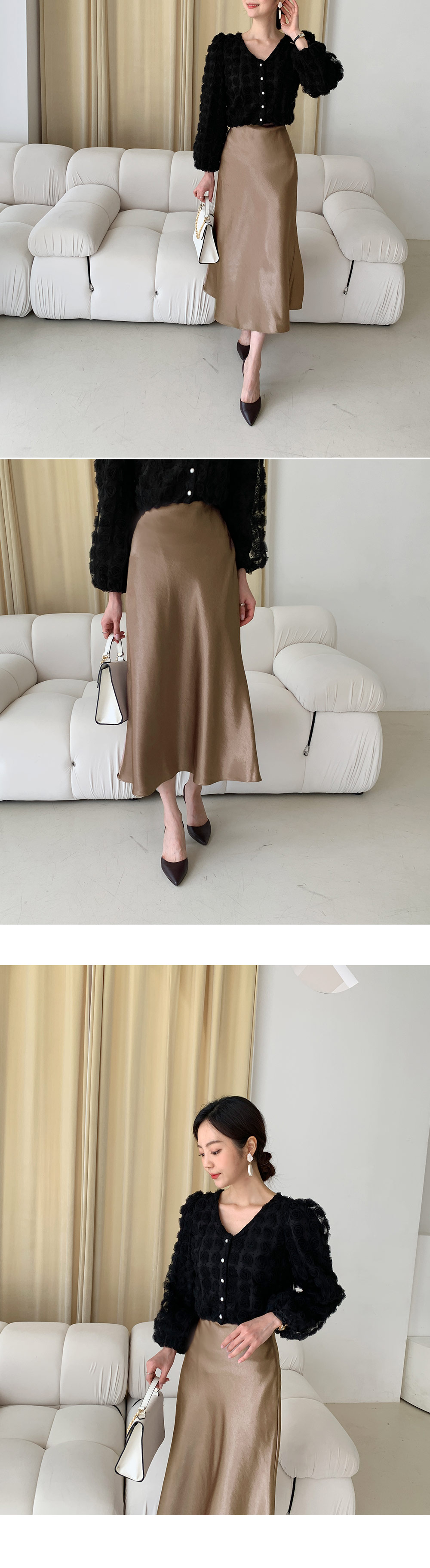 サテンAラインスカート・全6色 | DHOLIC | 詳細画像10