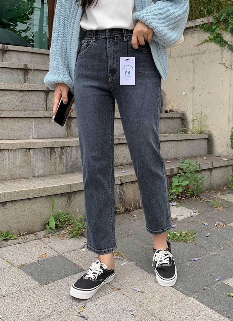 ウエストゴムアッシュブルーデニムパンツ | レディース