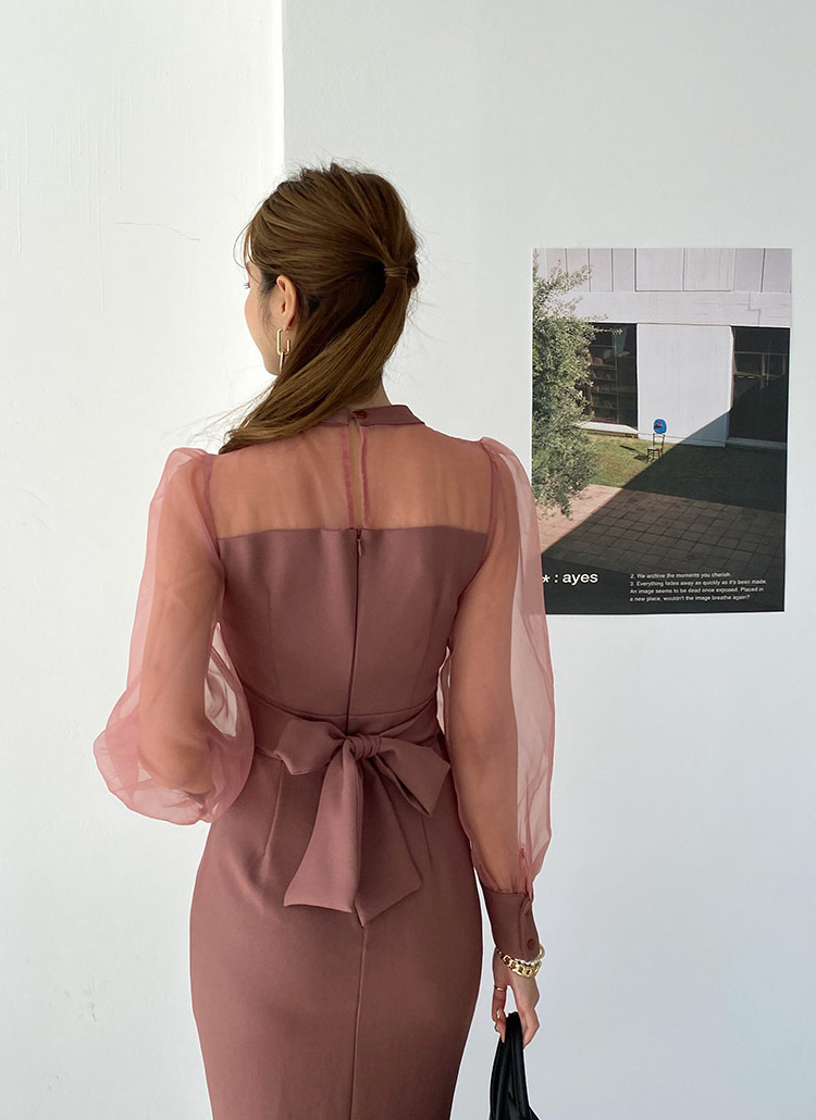 再度値下げオーガンジービッグリボンワンピース♥︎新品未使用・リボンタグ付き♥︎S バックリボンマーメイドニットワンピース（ワンピース