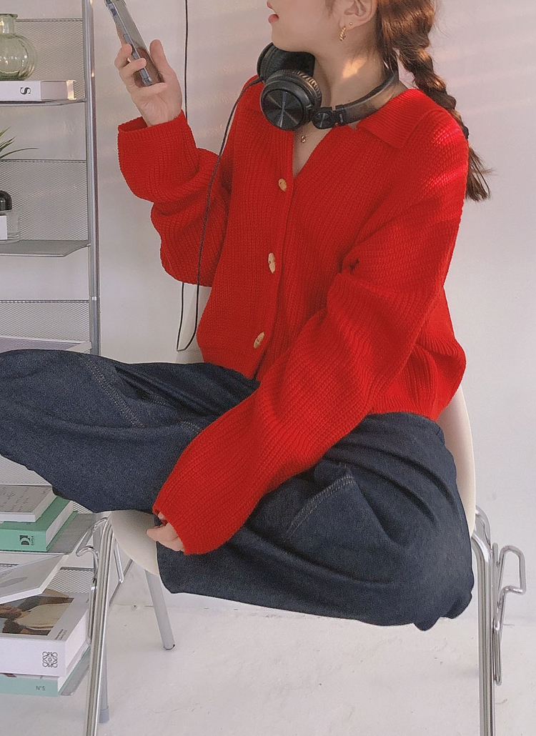 ウッドボタンカラーニットカーディガン P ニット カーディガン カーディガン レディースファッション通販 Dholic ディーホリック