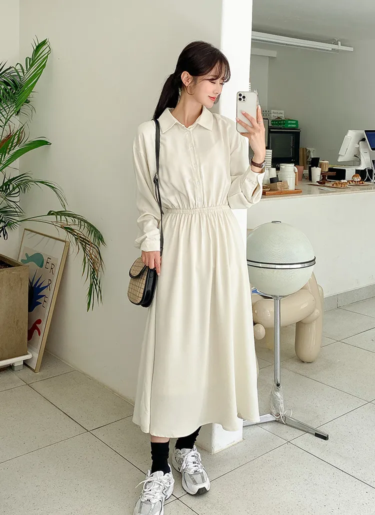 バックリボンウエストゴムカラーワンピース | レディースファッション  