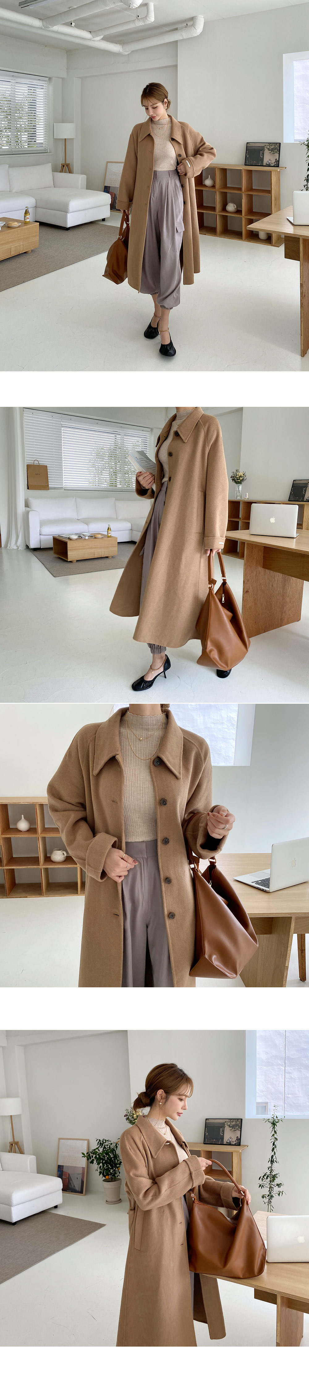 ストラップ付ハンドメイドシングルコート・t00382