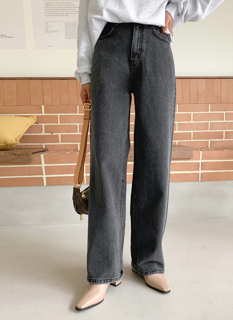 ハイウエストグレーデニムパンツ・全1色 | レディース