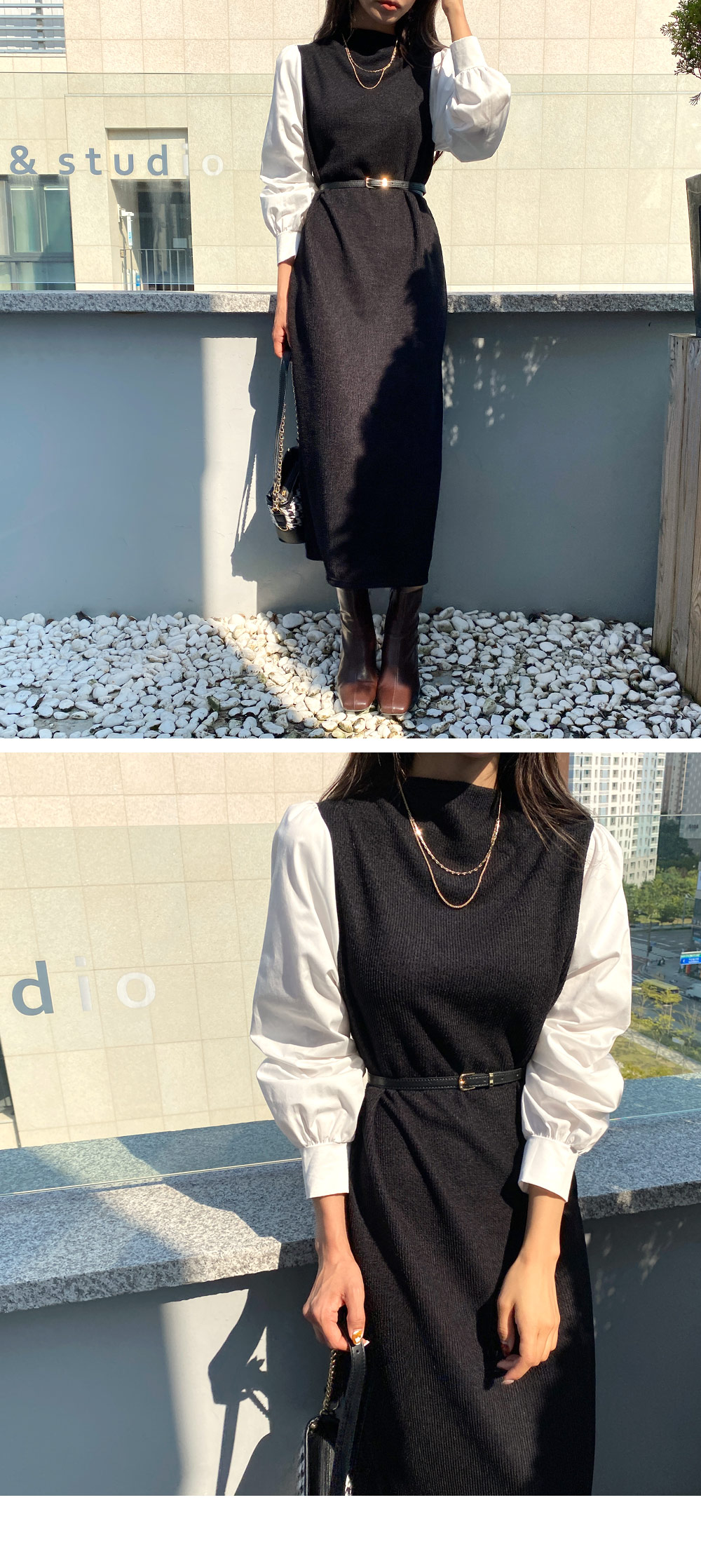 ベルト付配色ワンピース・全2色 | DHOLIC | 詳細画像10