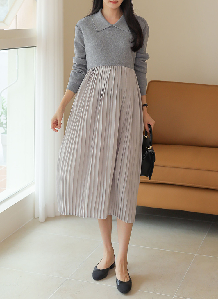 ニットドッキングプリーツワンピース | レディースファッション通販