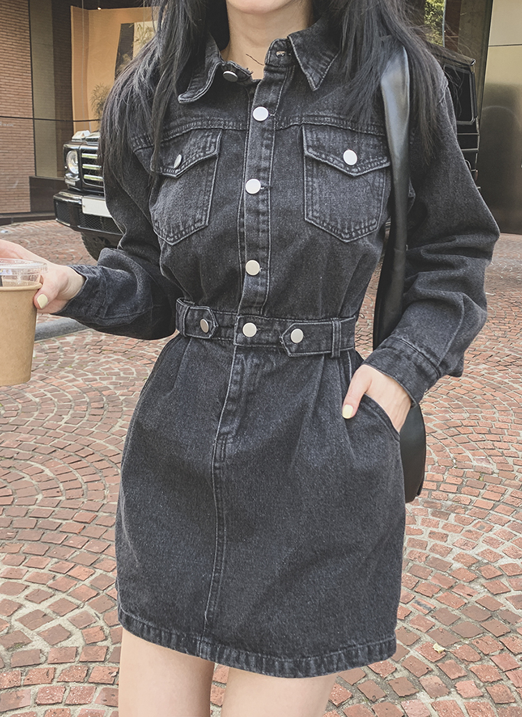 綿コットンバックゴムデニムミニワンピース春秋冬 ワンピース ミニワンピース Chicblack シックブラック ファッション総合通販 Dholic
