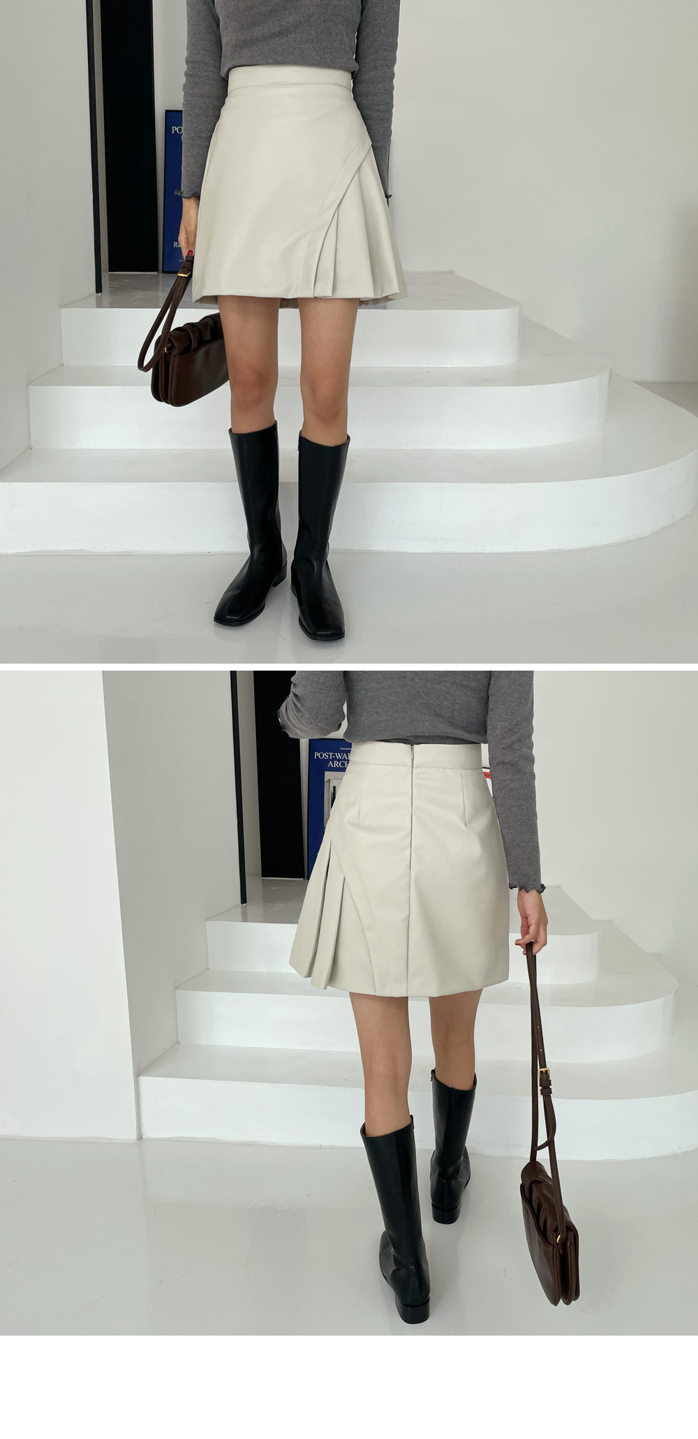 レザー調サイドプリーツスカート・全2色 | DHOLIC | 詳細画像2