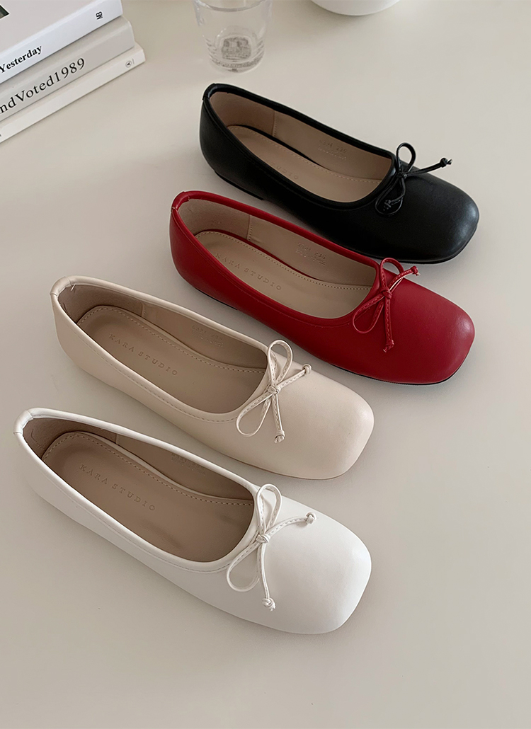 クッションスクエアトゥリボンフラットシューズ春秋冬 シューズ フラット ローファー Fromdear フロムディア ファッション総合通販 Dholic