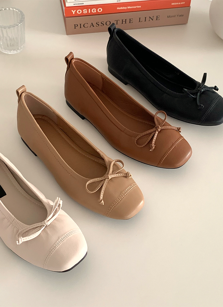 スクエアトゥステッチリボンフラットシューズ春秋冬 シューズ フラット ローファー Fromdear フロムディア ファッション総合通販 Dholic