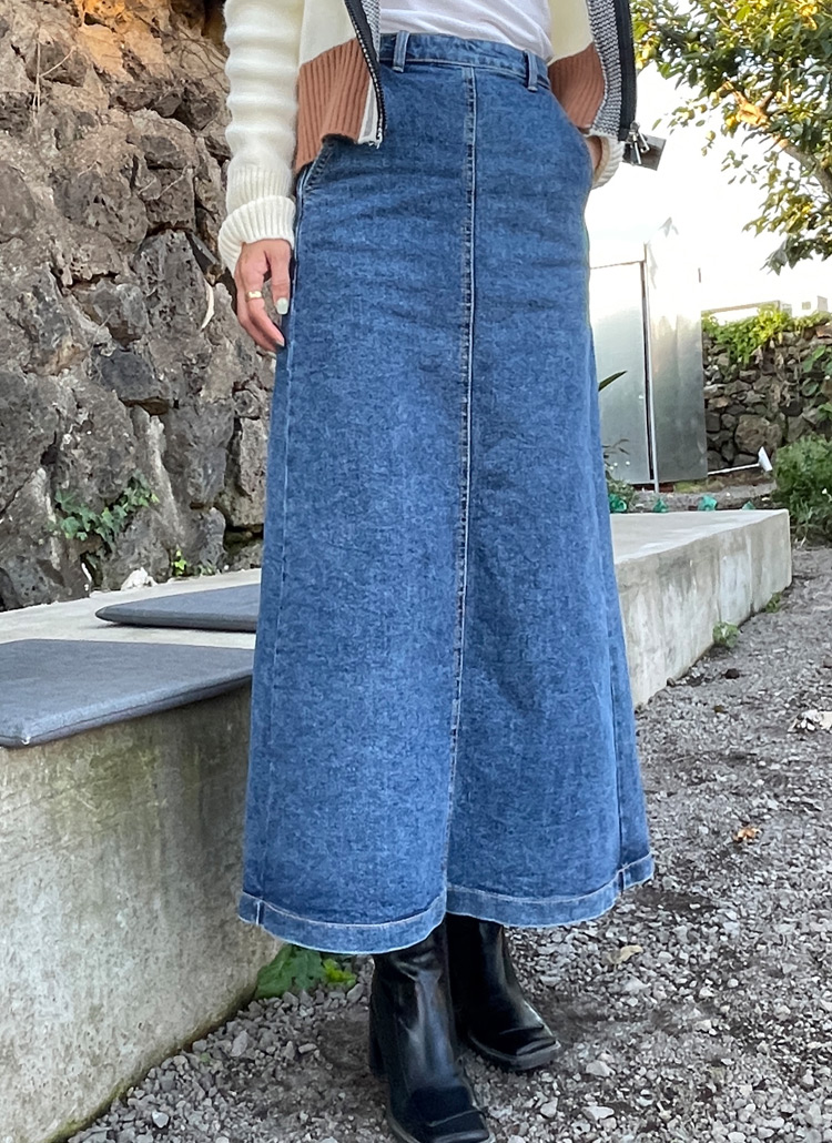 サイドボタンフレアaラインロングビンテージ風ステッチデニムスカート春夏秋冬 スカート デニムスカート Danilove ダニラブ ファッション総合通販 Dholic