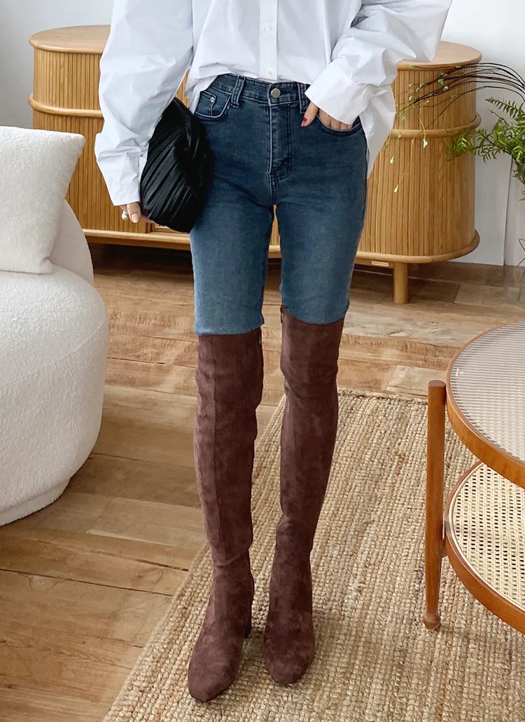 フェイクスエードニーハイブーツ・全2色 | レディースファッション通販  