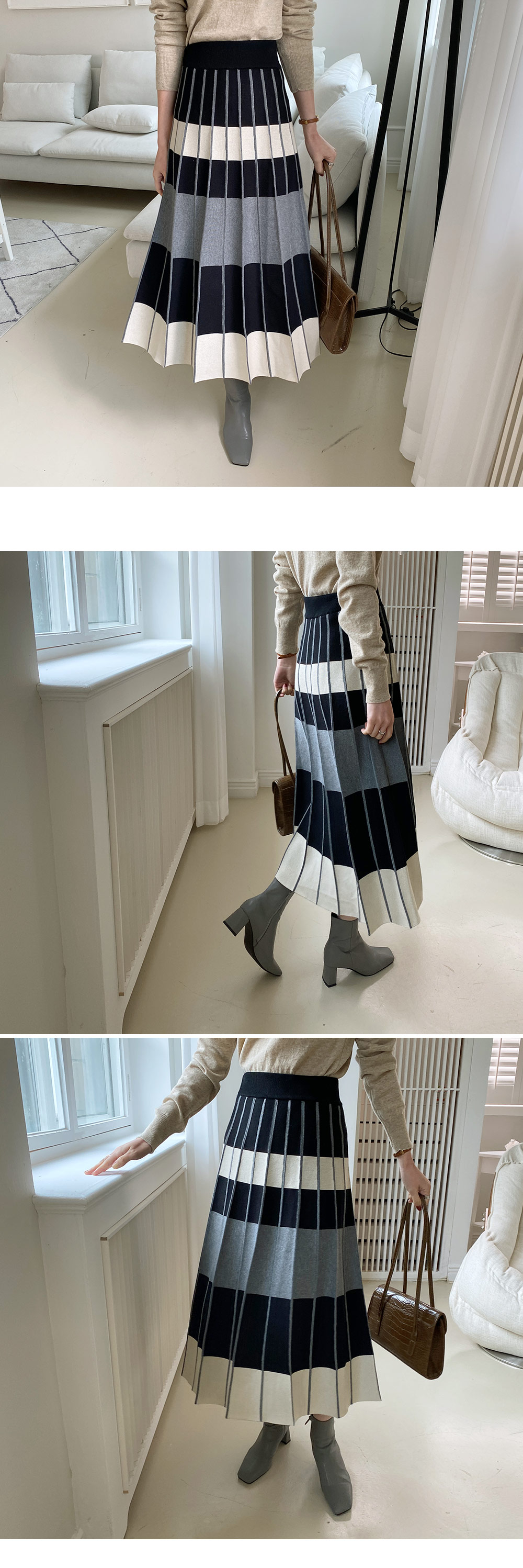 パターン配色Aラインニットスカート・全2色 | DHOLIC PLUS | 詳細画像2